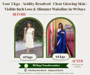 29 Years old teacher in Pune lost 5 kgs with 3 months weight loss diet