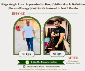 Businessman in Pune lost 8 Kgs in just 2 months with weight loss diet by Ria Hawle