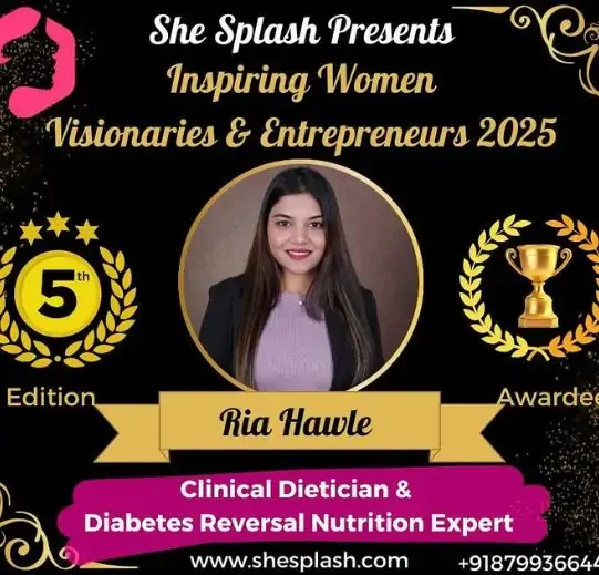 Dietitian Ria Hawle Won She Splash India Award Dietitian Ria Hawle Won She Splash India Award