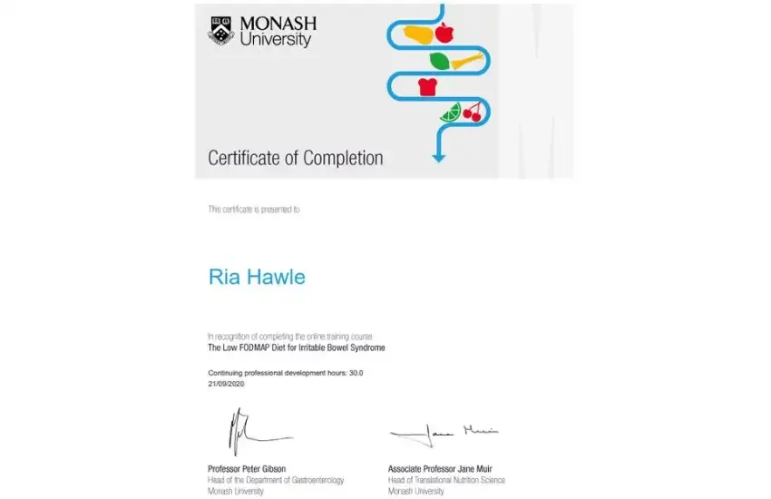 Low FODMAP Diet Program - Monash University Certificate